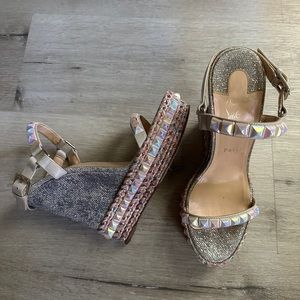 Christian Louboutin Pyraclou 110MM Unicorn Studded Wedge Sandals
